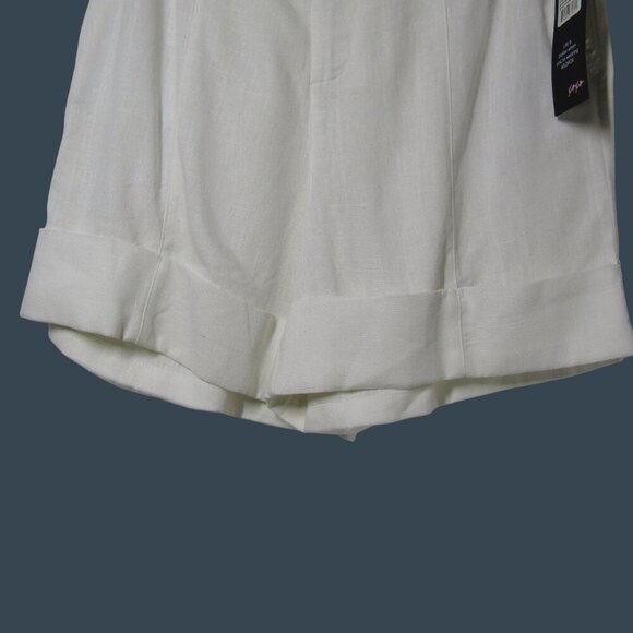 Wildfox Odessa NWT M LINEN BLEND Tailored Shorts Coastal White Cuffed Resort - Picture 4 of 11